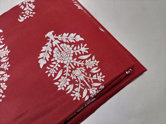 Ghazi fabric Unstitched Linen 2 piece suit for women maroon GH880004