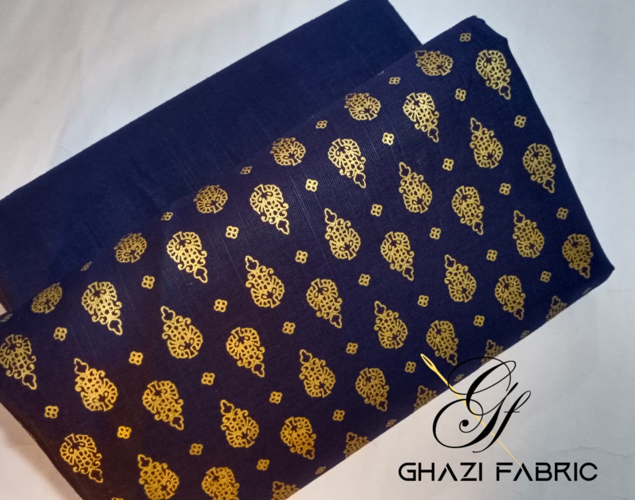 Ghazi fabric Gull-e-Marjaan Unstitched Khaddar Fall Collection 2 piece suit For Women & Girl Navyblue GM8397