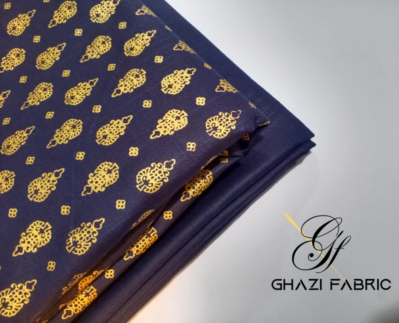 Ghazi fabric Gull-e-Marjaan Unstitched Khaddar Fall Collection 2 piece suit For Women & Girl Navyblue GM8397