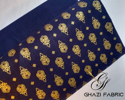 Ghazi fabric Gull-e-Marjaan Unstitched Khaddar Fall Collection 2 piece suit For Women & Girl Navyblue GM8397