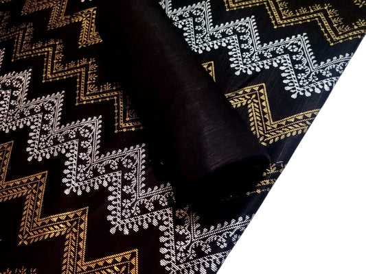 Ghazi fabric Gull-e-Marjaan Unstitched Khaddar Fall Collection 2 piece suit For Women & Girl BLACK GM8433/2