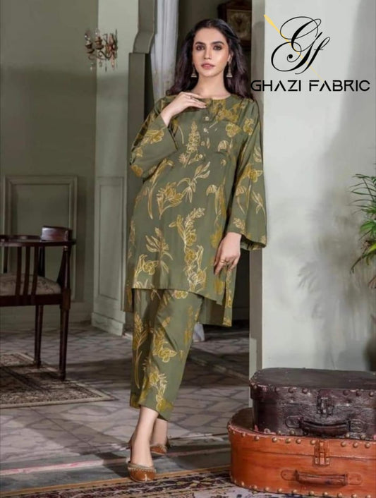 Ghazi fabric Unstitched Gull - E- Marjaan  Linen collection  Dress 2 piece for women  siment color GMF5726-23/2912