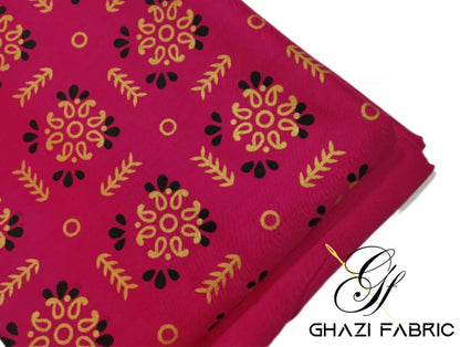 Ghazi fabric unstitch  printed Linen 2piece for women