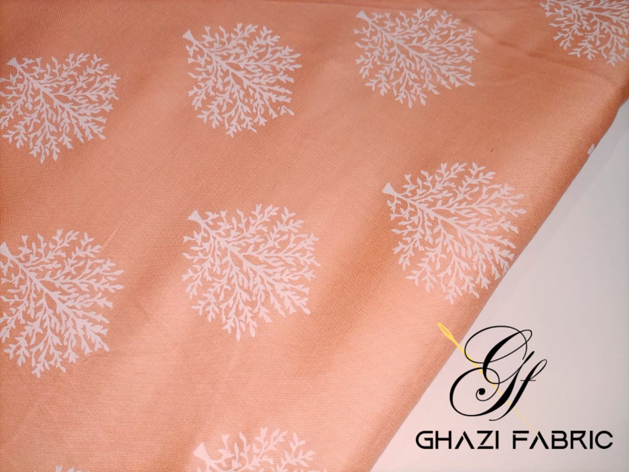 Ghazi fabric Unstitched Linen Shirt peach  GTS923