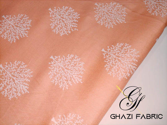Ghazi fabric Unstitched Linen Shirt peach  GTS923