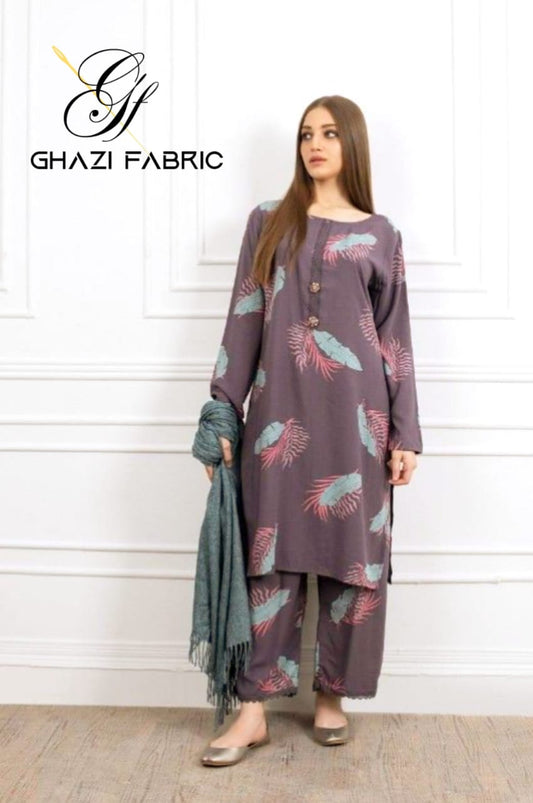 Ghazi fabric Unstitched Digital Print  Linen collection  Dress 2 piece for women DF5148/2