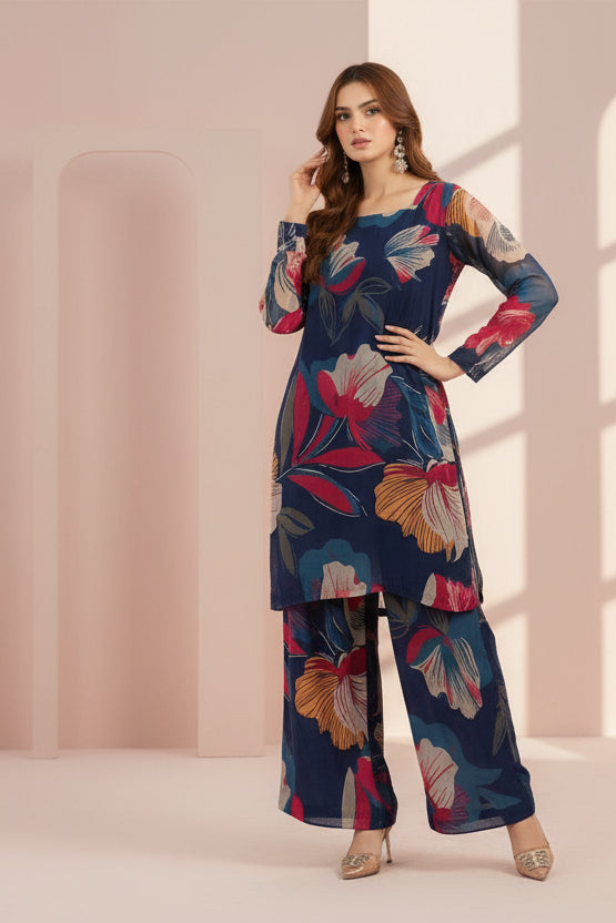Ghazi Fabric Noor Bahar pastel floral digital print women 2 piece crepe suit shirt trouser