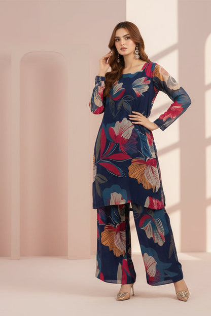 Ghazi Fabric Noor Bahar pastel floral digital print women 2 piece crepe suit shirt trouser