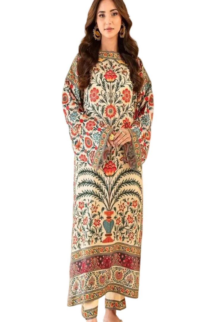 Ghazi Fabric Noor Bahar black base floral digital print 2 piece crepe women suit