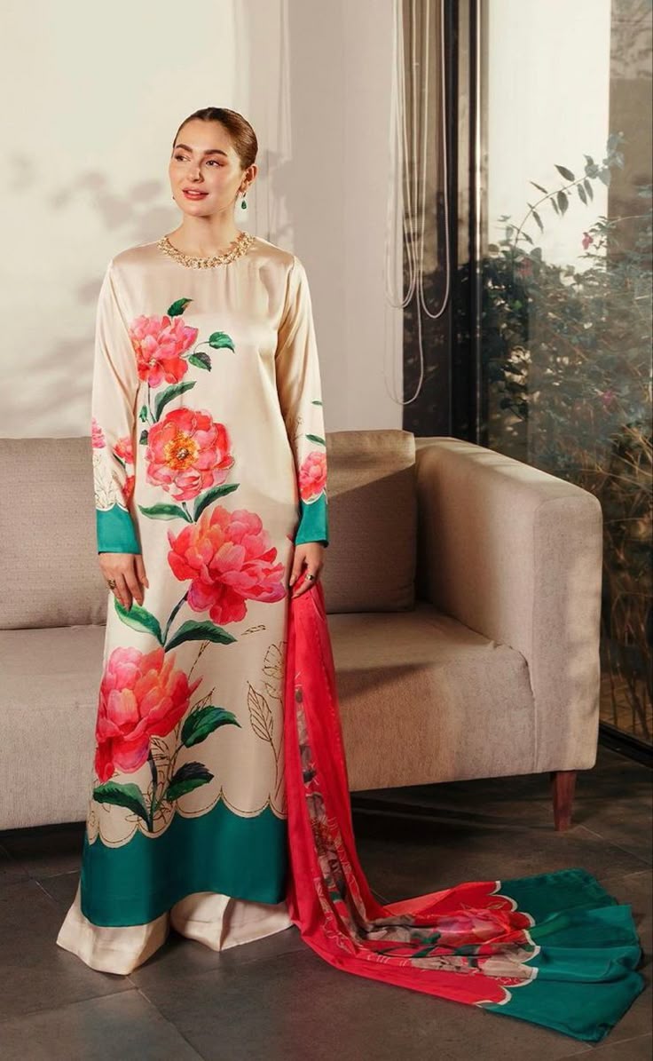 Ghazi Fabric Silk Floral Digital Print Long Maxi – Unstitched | NOOR-E-BAHAAR by Ghazi Fabric GF-NB-29-5