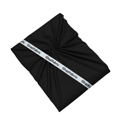 Black fabric with 'Ghazifabric' label on a black background