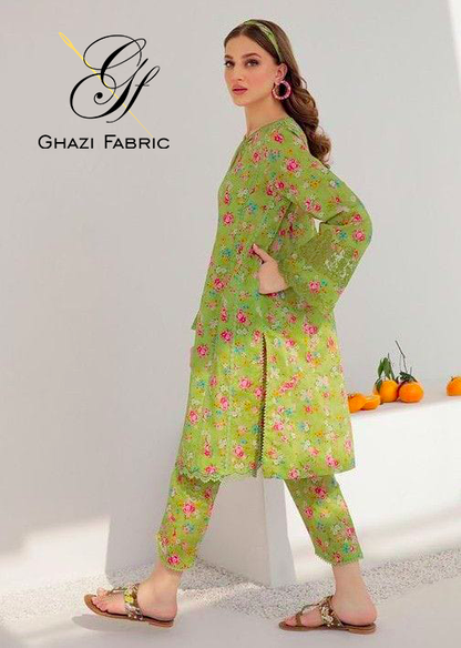 Ghazi fabric Unstitched Digital Print  Linen collection  Dress 2 piece for women  DF5878148/2