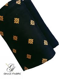 Ghazi fabric Unstitched Linen 2 piece suit for women black color