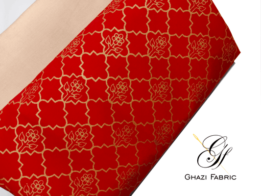 Ghazi fabric unstitch  printed Linen 2piece for women