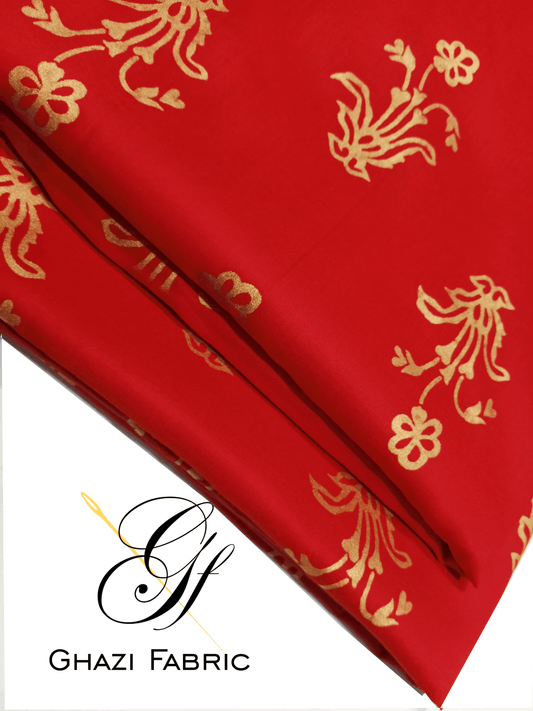 Ghazi fabric unstitch  printed Linen 2piece for women