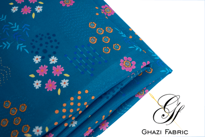 Ghazi fabric Unstitched  Grip Digital collection digital print 2  Piece  For Women zinc color(Uk series81456-1)