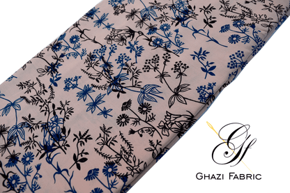 Ghazi fabric Unstitched Linen Shirt Piece Modern Print Collection Tea Pink Color (uk series 8780/2-1)