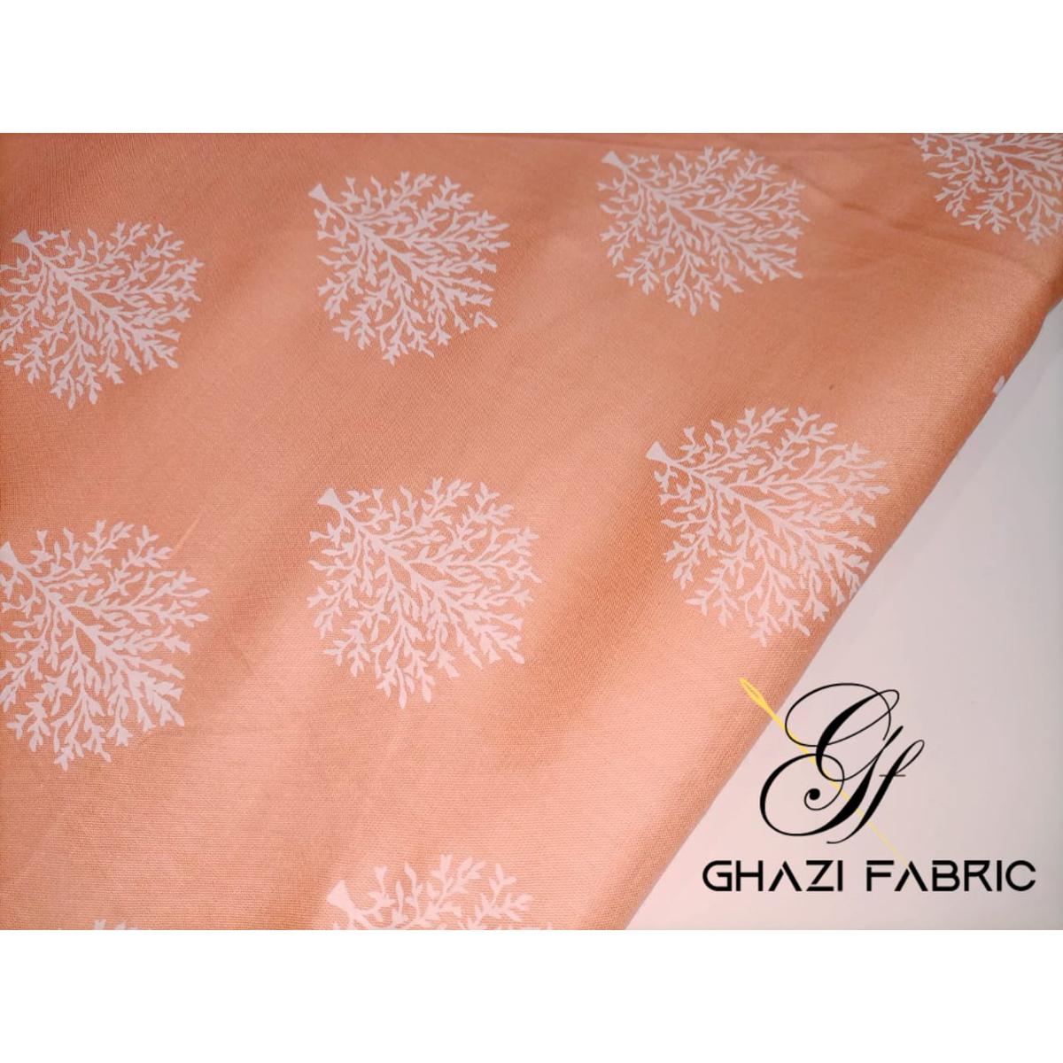 Ghazi fabric Unstitched Linen Shirt peach  GTS923