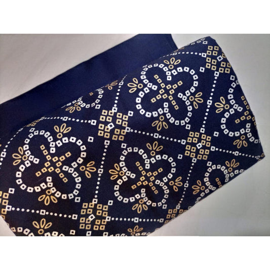 Ghazi fabric Unstitched Linen 2 piece suit for women modern print navy blue GH87001