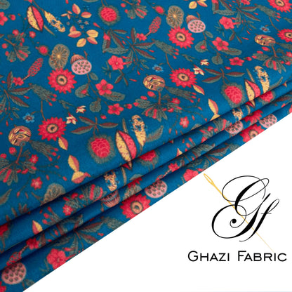 Ghazi fabric Unstitched Digital Print Grip collection Premium quality  Dress 2 piece for women  zinc color(Uk-series/56430-2)