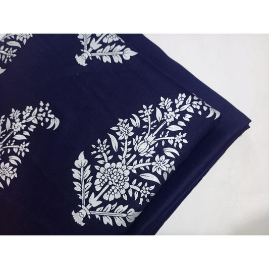 Ghazi fabric Unstitched Linen 2 piece suit for women modren print navyblue GH88001